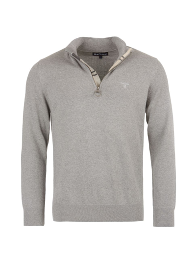 Barbour Men's Quarter-zip Cotton Sweater In Grey Marl