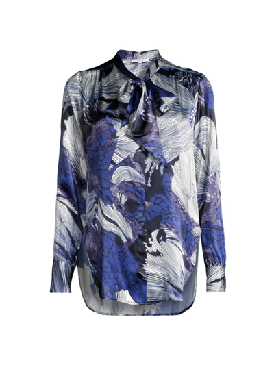 Reiss Women's Taryn Tie-neck Blouse In Blue