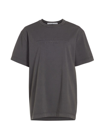 Alexander Wang Grey Embossed T-shirt In Soft Obsidian