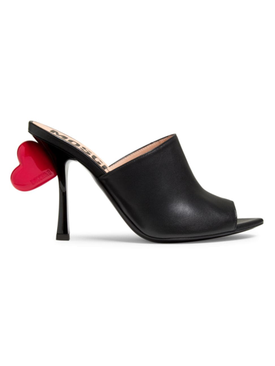 Moschino Women's Sweetheart 88mm Leather Mules In Nero