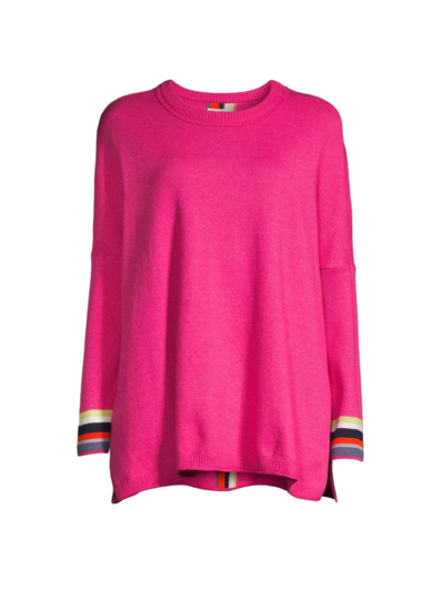 Nic + Zoe Women's Cool Down Cotton-blend Jumper In Shocking Pink