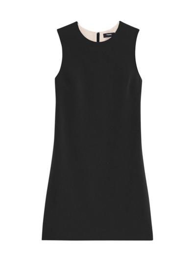 Theory Sleeveless Fitted Mini Dress Precision Ponte In Black