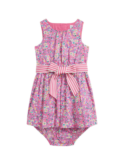 Polo Ralph Lauren Baby Girl's Printed Sleeveless Poplin Dress & Bloomers Set In Palais Floral Hot Pink