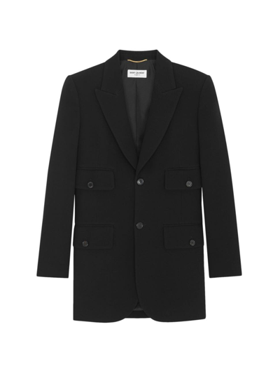 Saint Laurent Jacket In Crepe In Black