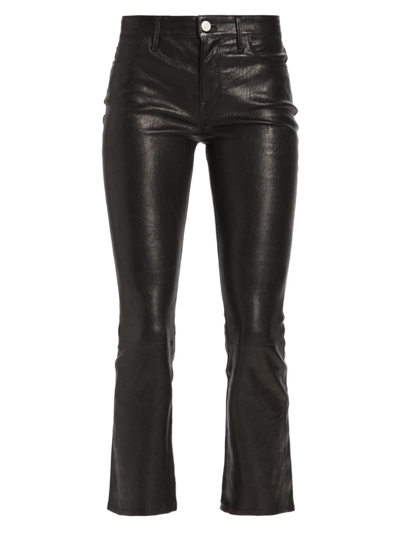 Frame Leather Le Crop Mini Boot Pants In Washed Black