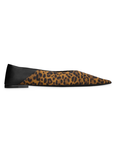 Saint Laurent Carolyn Leather Slide Ballerina Flats In Manto Naturale