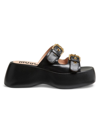 Moschino Square Open Toe Platform Sandals In Nero