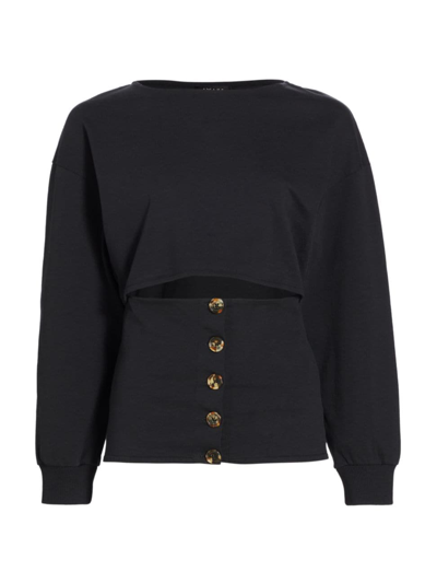 A.w.a.k.e. Women's Jersey Button Sweatshirt In Black