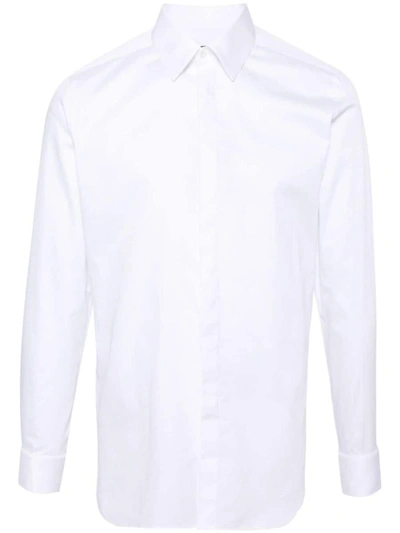 Corneliani 长袖排扣棉衬衫 In White
