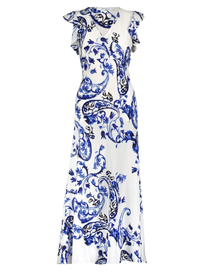 Robert Graham Leighton Sleeveless Paisley-print Maxi Dress In White