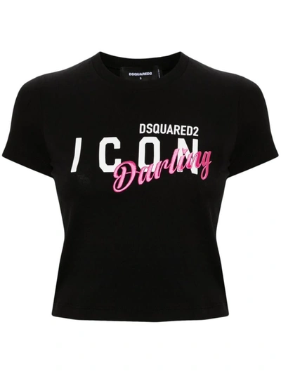 Dsquared2 Slogan Motif T-shirt In Black