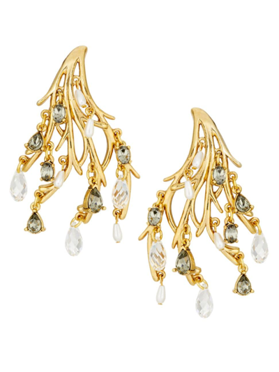 Oscar De La Renta Women's Goldtone, Crystal Glass & Pearl Branch Drop Earrings