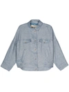 Herno Logo-engraved Buttons Herringbone Jacket In Blue