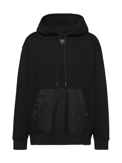 Prada Cotton Fleece Hoodie In Black