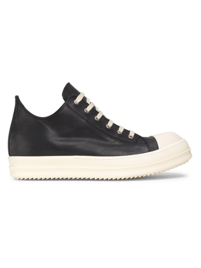 RICK OWENS MEN'S LEATHER LOW-TOP SNEAKERS