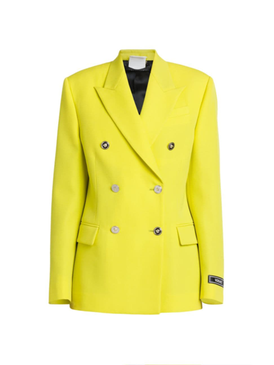 Versace Informal Grain De Poudre Wool Jacket In Mimosa