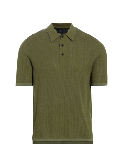 Rag & Bone Men's Harvey Knit Polo Shirt In Sage