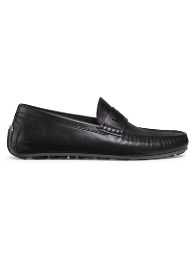 Moschino Logo-monogram Leather Loafers In Black