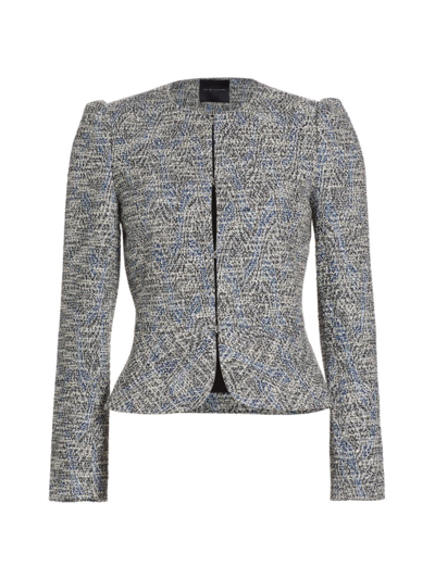 Elie Tahari The Charise Heathered Bracelet-sleeve Jacket In Palma Multi Tweed