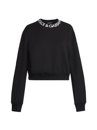 Dolce & Gabbana Women's Dg Logo Wool-blend Crewneck Jumper In Nero