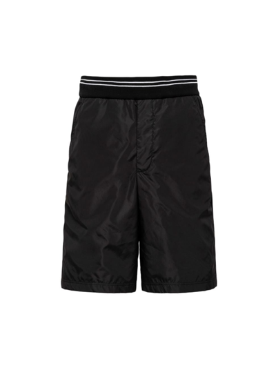 Prada Men's Piqué Bermuda Shorts With Re-nylon Details In Black