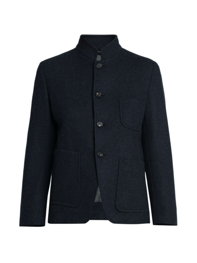 Loro Piana Mini Spagna Cashmere-blend Jacket In Blue Grey
