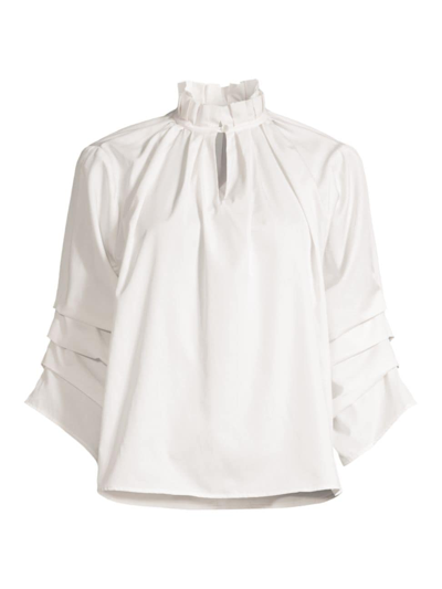 Harshman Women's Kieran Ruffled Cotton Blouse In Ivory