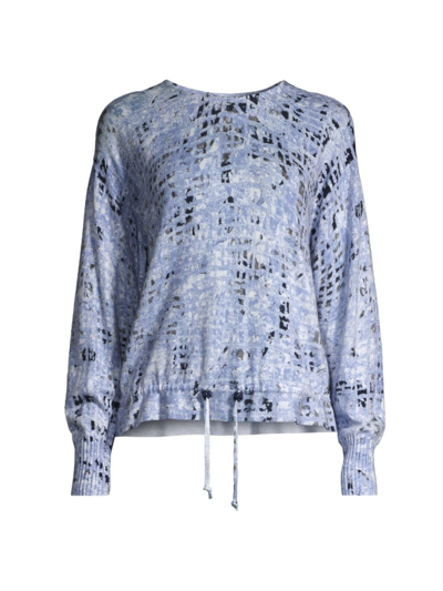 Nic + Zoe Women's Cool Down Geometric Drawstring Sweater In Blue Multi