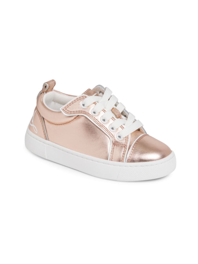 CHRISTIAN LOUBOUTIN LITTLE GIRL'S & GIRL'S FUNNYTO METALLIC LEATHER SNEAKERS