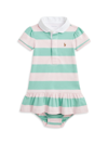 POLO RALPH LAUREN BABY GIRL'S STRIPED POLO SHIRTDRESS & BLOOMERS SET