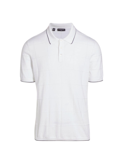 Saks Fifth Avenue Men's Slim-fit Grid Polo Shirt In Snow White