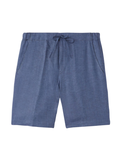 Loro Piana Straight-leg Linen Drawstring Bermuda Shorts In Blue Still Water