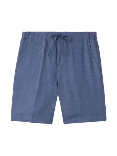 Loro Piana Straight-leg Linen Drawstring Bermuda Shorts In Blue