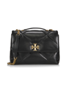 Tory Burch Small Kira Diamond Quilted Convertible Leather Shoulder Bag In Black