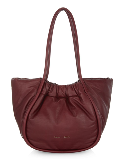 Proenza Schouler Large Puffy Ruched Leather Bucket Bag In Garnet