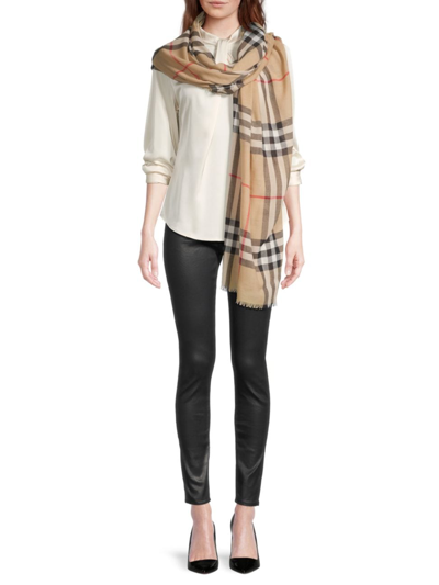 Burberry Women's Wool Check Scarf In Brown