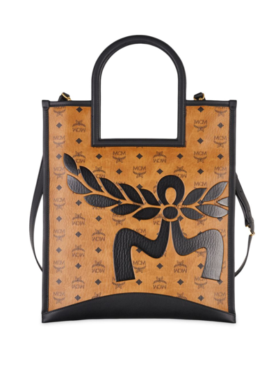 Mcm Women's Mega Laurel Embossed Visetos Tote Bag In Brown