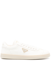 Prada Downtown Leather Sneakers In White