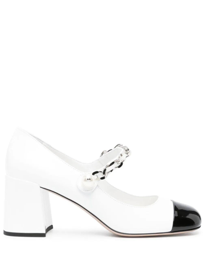 Miu Miu Patent Leather Pumps In White