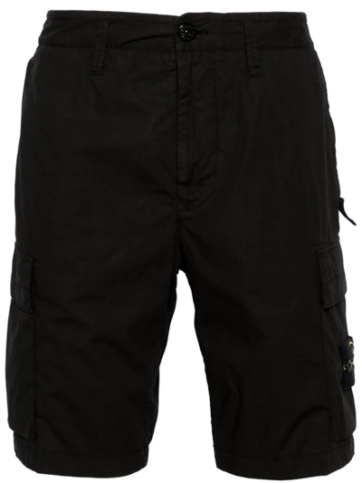 Stone Island Compass-badge Cargo Shorts In Black