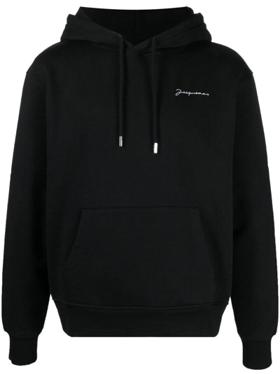 Jacquemus Embroidered Logo Hoodie In Black