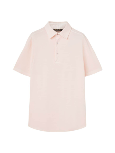 Loro Piana Men's Cotton Polo Shirt In Light Baby Rose