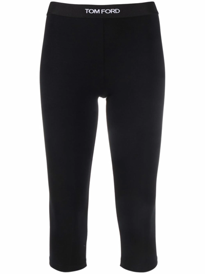 Tom Ford Cropped Leggings With Print In Black