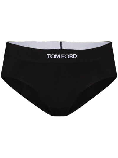 Tom Ford Mid-rise Briefs In Black