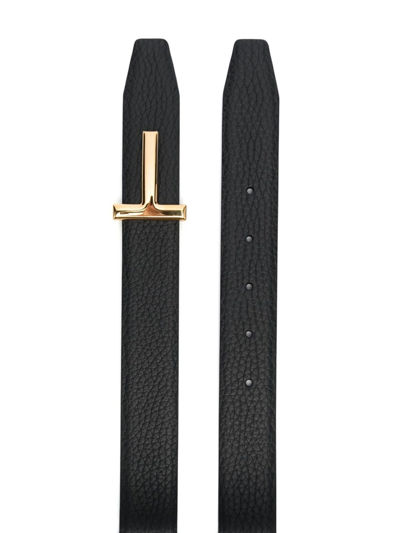 Tom Ford Belt With Logo Plaque In Black