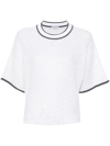 BRUNELLO CUCINELLI KNITTED TOP WITH CONTRASTING EDGES