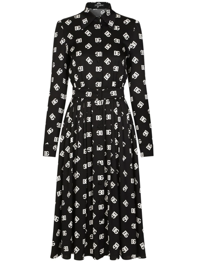 Dolce & Gabbana Logo Silk-blend Midi Dress In Multi