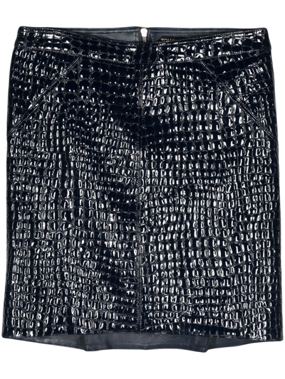 Tom Ford Crocodile-embossed Leather Miniskirt In Blue