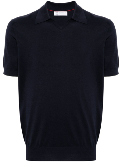 Brunello Cucinelli Short-sleeved Polo Shirt In Blue