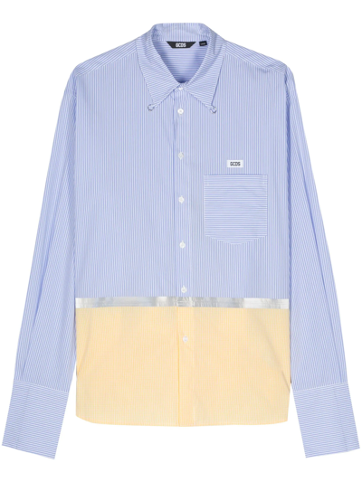 Gcds Striped Tape Colourblock Shirt In White